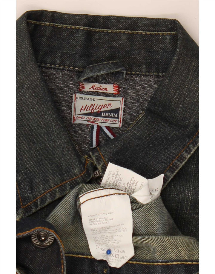 Giacca in denim corto da donna Tommy Hilfiger UK 12 cotone blu medio