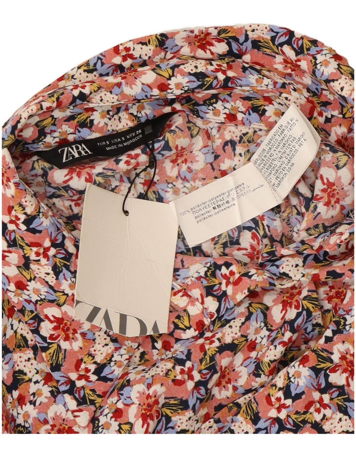 Tutina corta a maniche lunghe da donna Zara UK 10 piccola in poliestere floreale multicolore