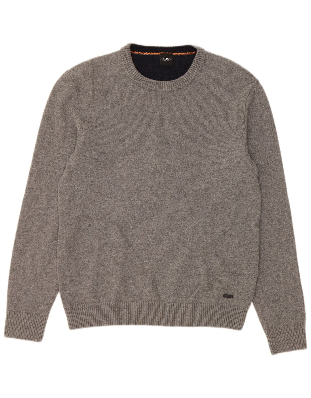 Maglione maglione girocollo da uomo HUGO BOSS in cotone grigio medio