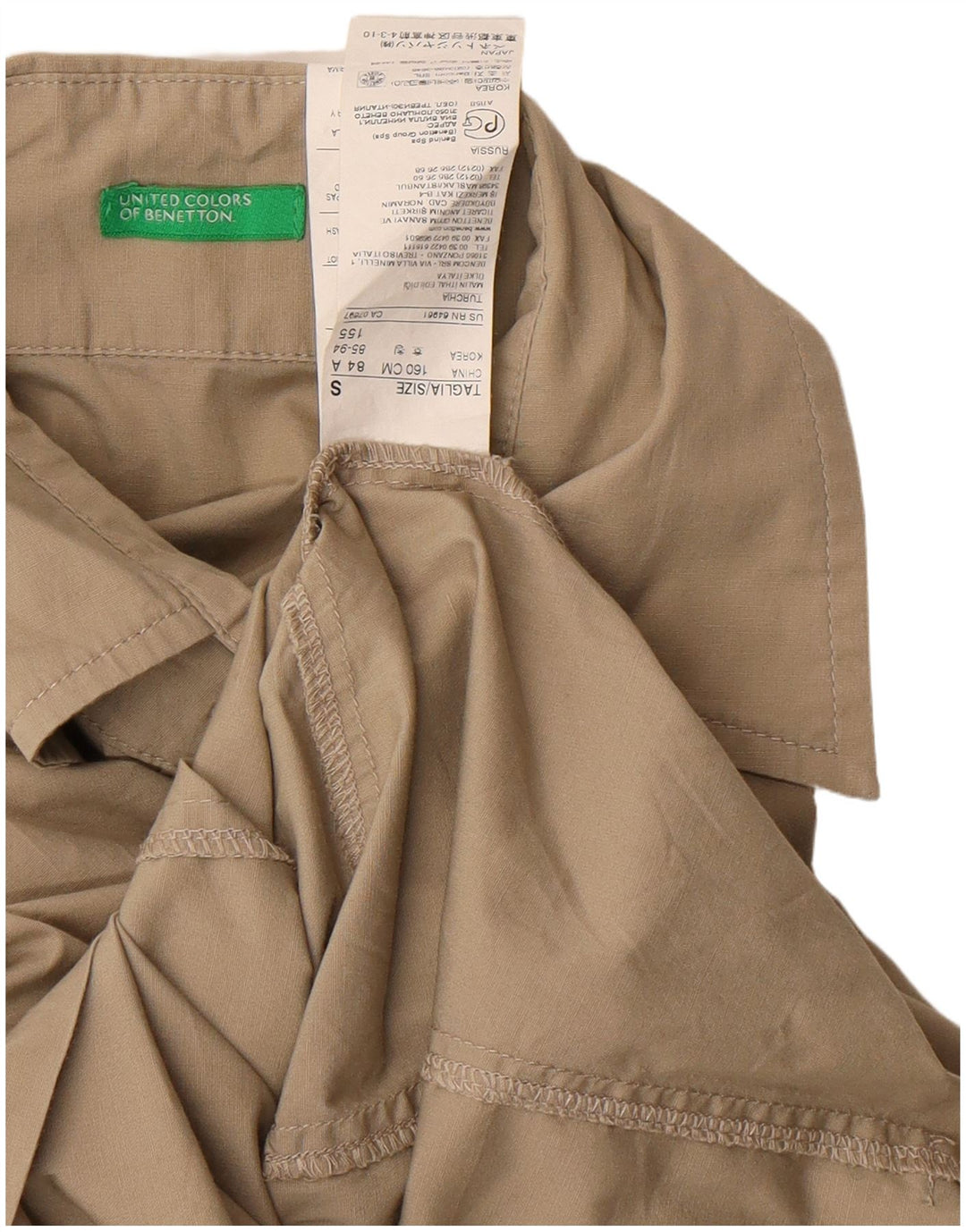 Abito camicia da donna Benetton UK 10 piccolo cotone beige