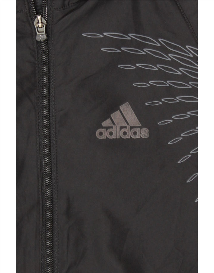 Giacca da tuta da donna Adidas Clima Proof UK 14 grande nera geometrica