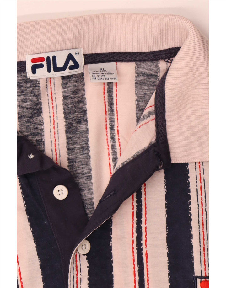 Polo da uomo Fila XL in cotone a righe rosa