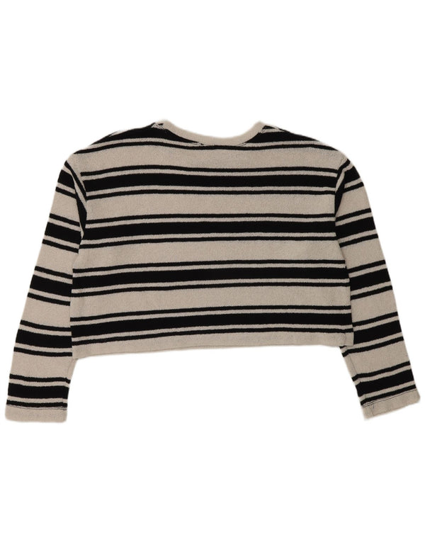 Maglione corto con scollo a barca da donna Zara UK 12 Cotone a righe bianche medie