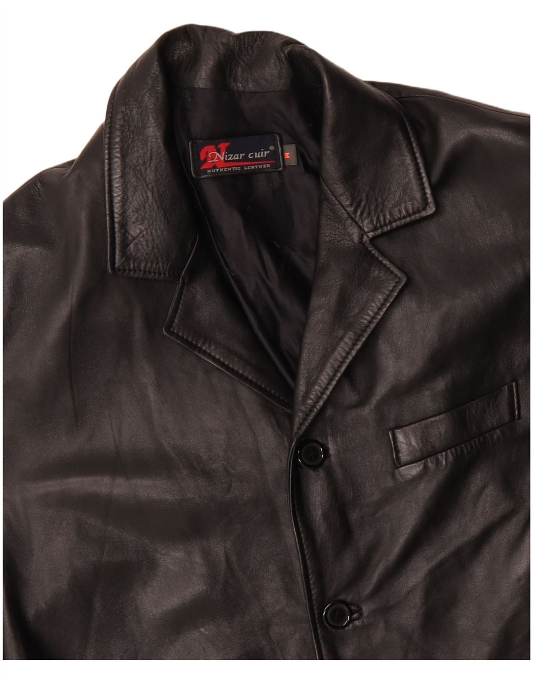 Cappotto in pelle da uomo VINTAGE UK 38 Pelle nera media