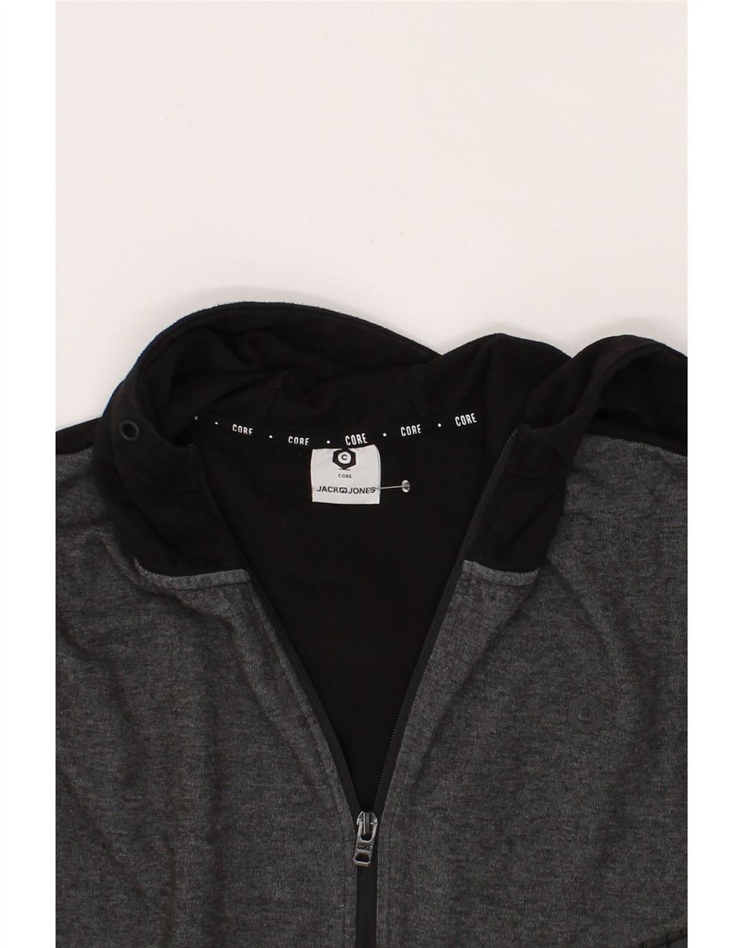 JACK & JONES Mens Zip Hoodie Sweater Large Black Polyester Vintage Jack & Jones and Second-Hand Jack & Jones from Messina Hembry 
