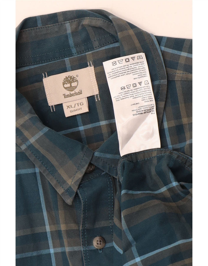 Camicia Timberland da uomo slim fit XL in cotone a quadri blu