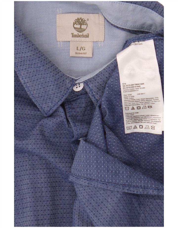 Camicia Timberland da uomo slim fit grande cotone maculato blu navy
