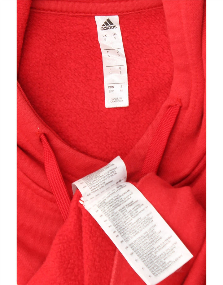 Maglione con cappuccio da uomo ADIDAS piccolo in cotone rosso