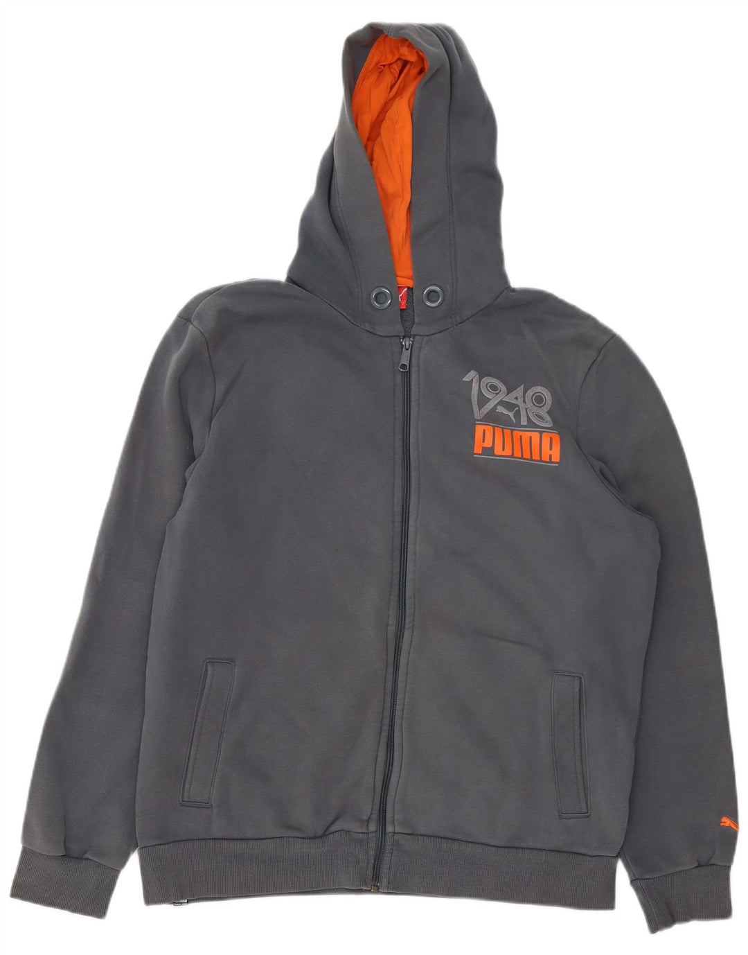 Felpa con cappuccio e zip grafica da uomo Puma grande in cotone grigio