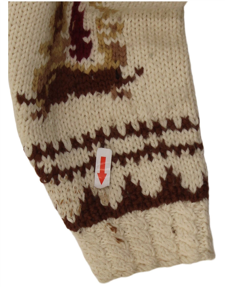 Maglione maglione girocollo da donna vintage UK 14 retrò beige medio