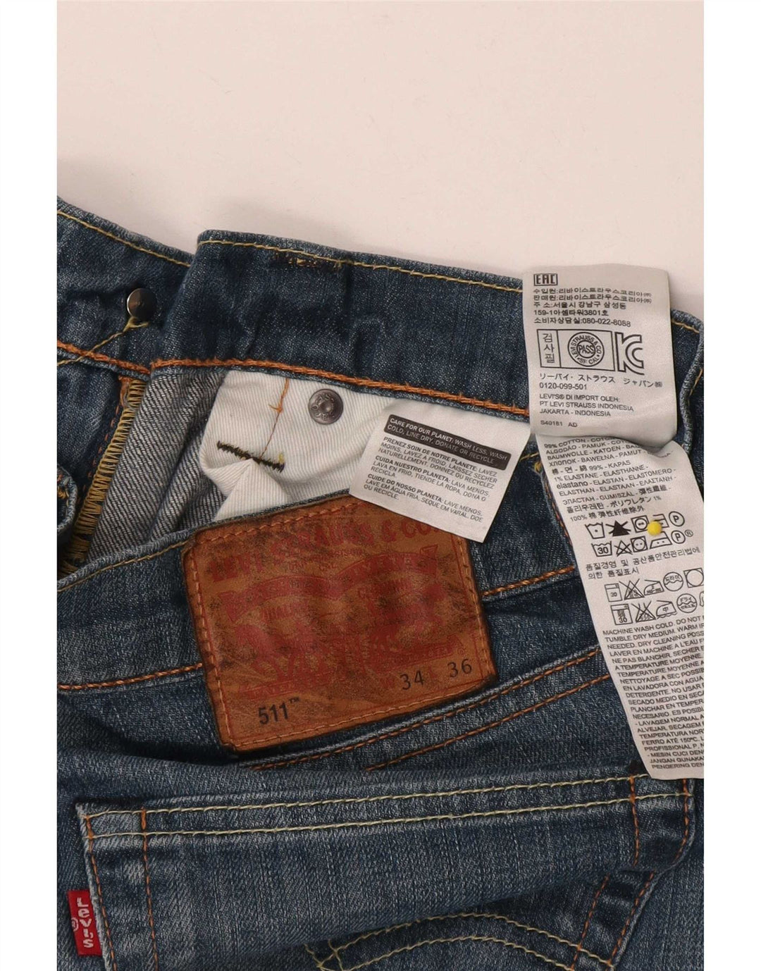 Jeans Levi's Uomo 511 Slim W34 L36 Cotone Blu