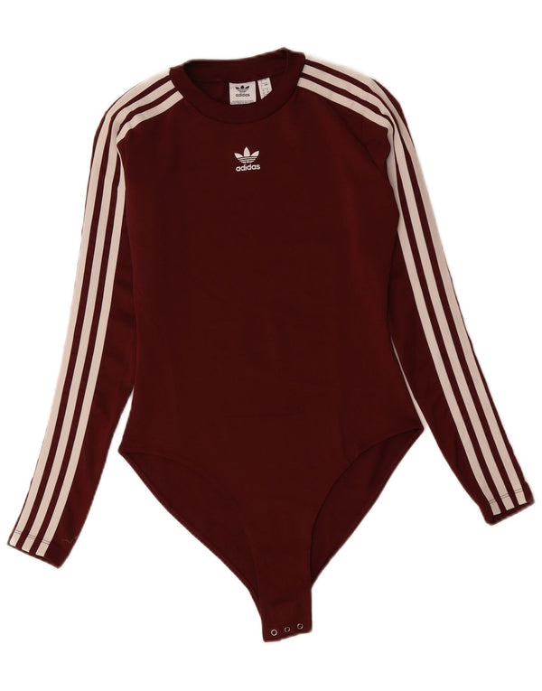 Body a maniche lunghe da donna ADIDAS UK 8 Small Borgogna Poliestere