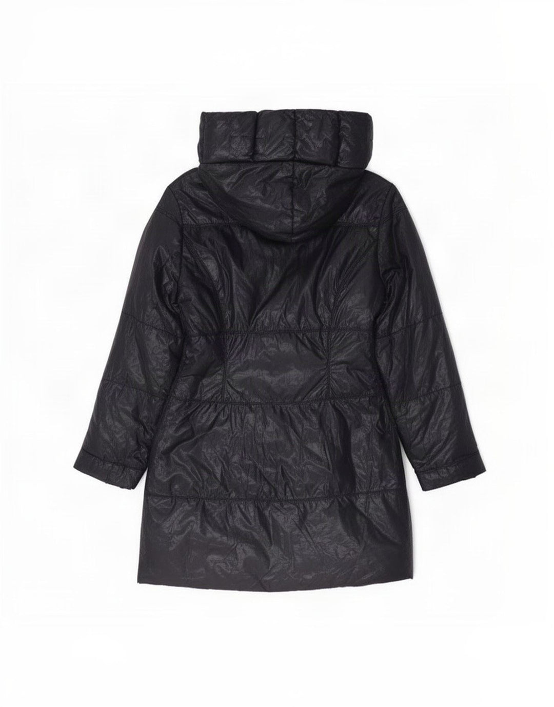 Cappotto imbottito con cappuccio da donna vintage IT 40 piccolo in poliestere blu navy