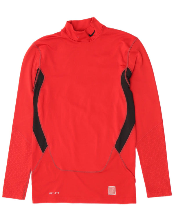 Top Nike Dri Fit Graphic da uomo a maniche lunghe, rosso medio, color block sportivo