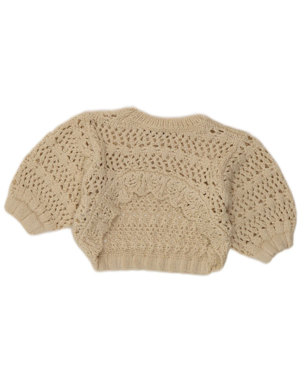 Top trasparente in maglia da donna Zara UK 8 piccolo in acrilico beige