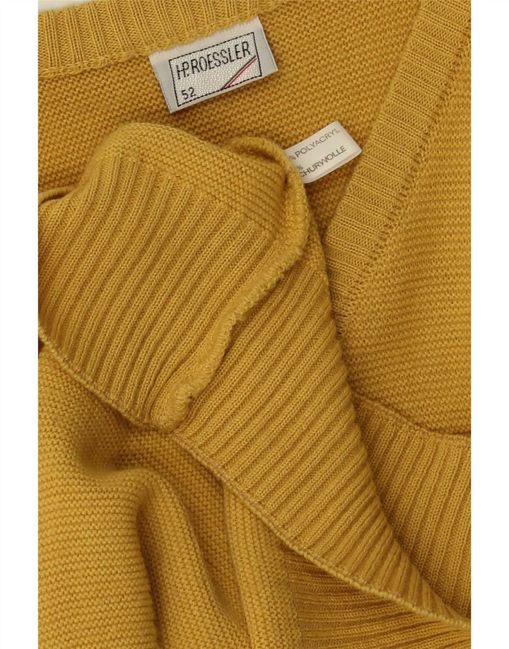 Maglione vintage da uomo con scollo a V IT 52 grande poliestere giallo
