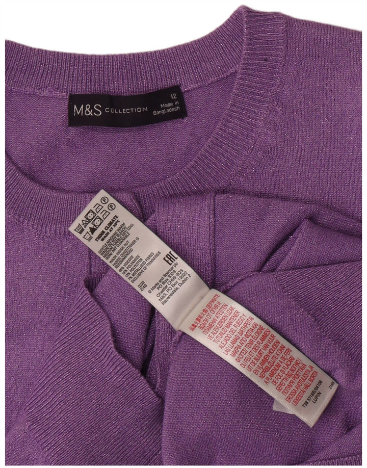 Maglione cardigan da donna Marks & Spencer UK 12 Viscosa viola medio