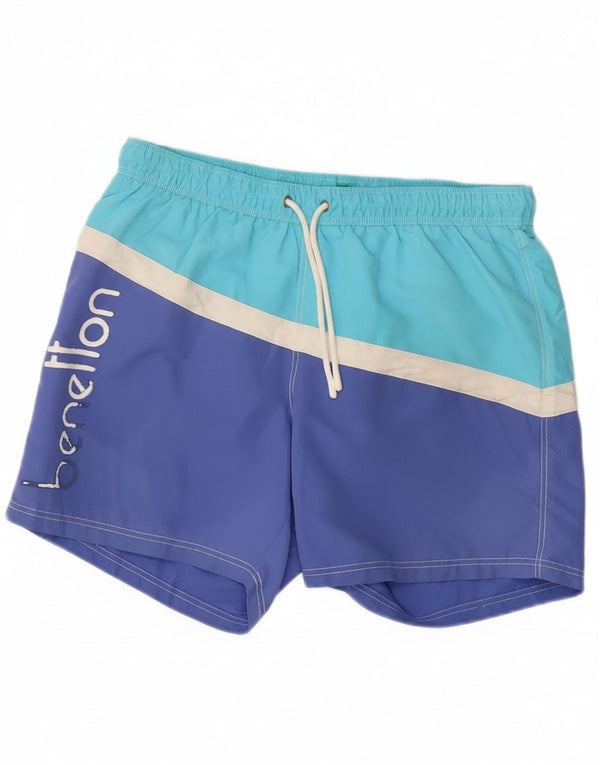 Pantaloncini da bagno grafici da uomo Benetton grandi color blu