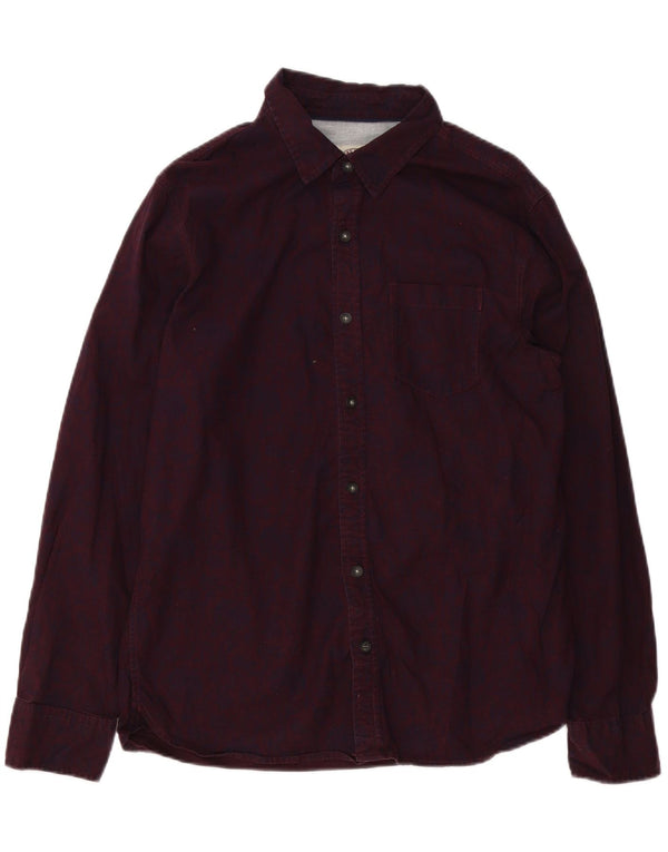 Camicia da uomo con motivo astratto Fat Face, cotone bordeaux medio
