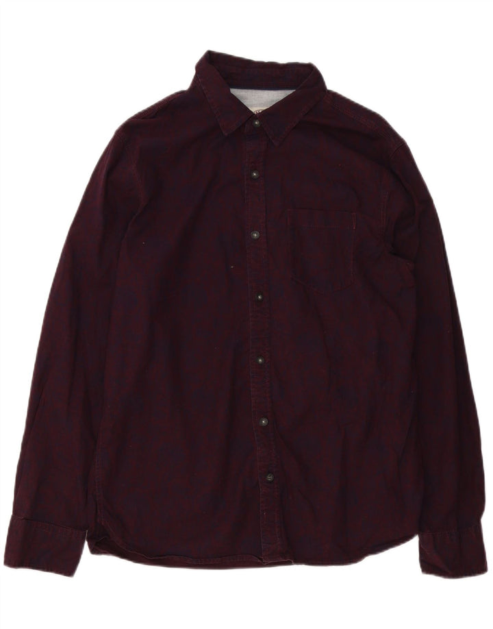 Camicia da uomo con motivo astratto Fat Face, cotone bordeaux medio