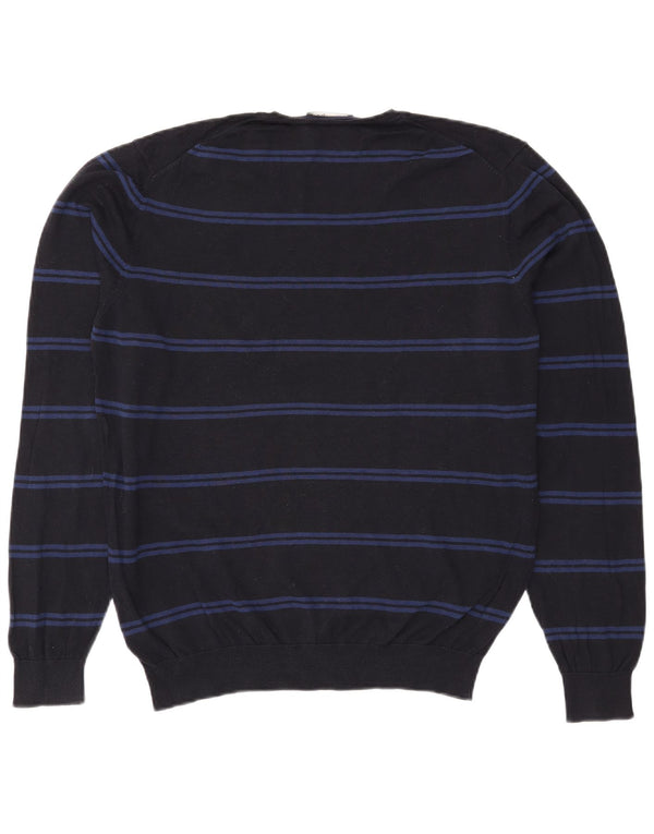 Maglione da uomo con scollo a V Massimo Dutti, cotone a righe grandi nere