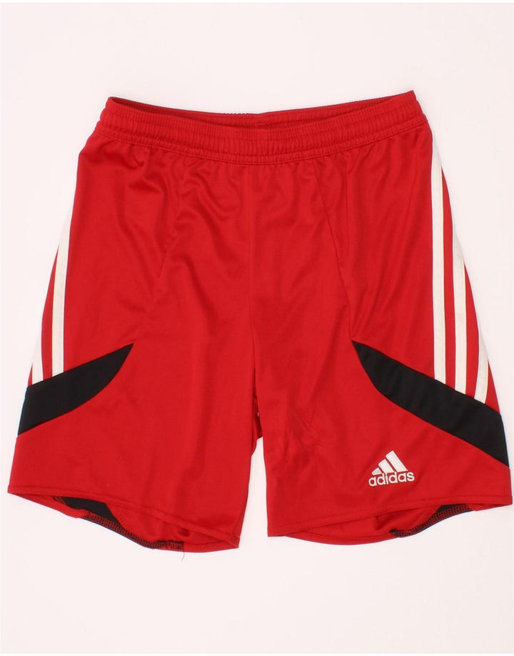Pantaloncini sportivi Adidas Climalite da ragazzo 9-10 anni, colore rosso medio