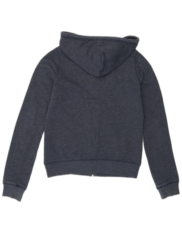 Felpa con cappuccio e zip grafica Hollister da donna UK 6 XS Blu Navy Cotone