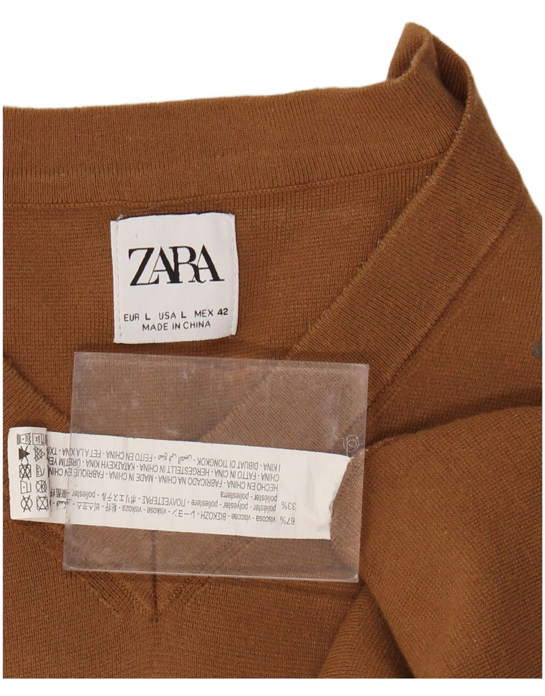 ZARA Canottiera da Uomo Canotta Large in Viscosa Marrone