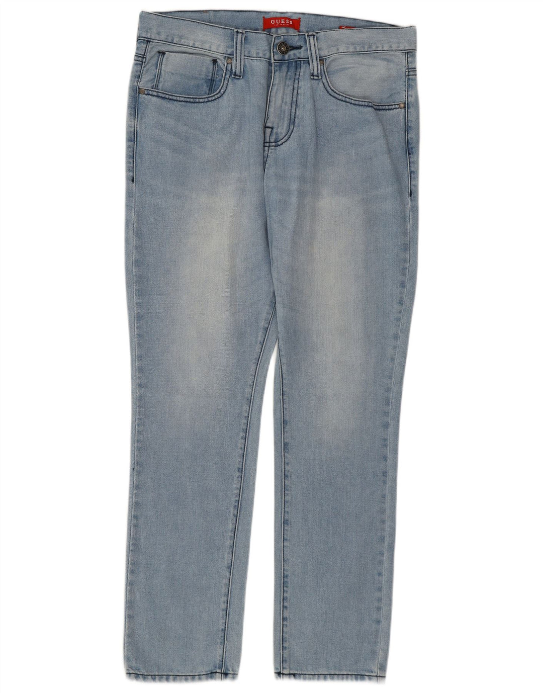 Jeans GUESS da donna affusolati slim a vita media con vestibilità Halsted W31 L30 cotone blu