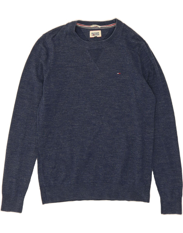 TOMMY HILFIGER Mens Boat Neck Jumper Sweater Large Navy Blue