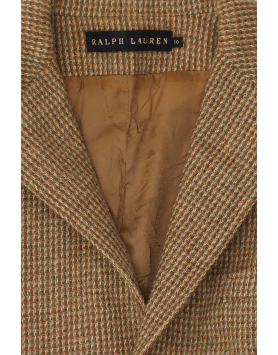 Giacca blazer a 3 bottoni da donna Ralph Lauren US 10 grande assegno marrone