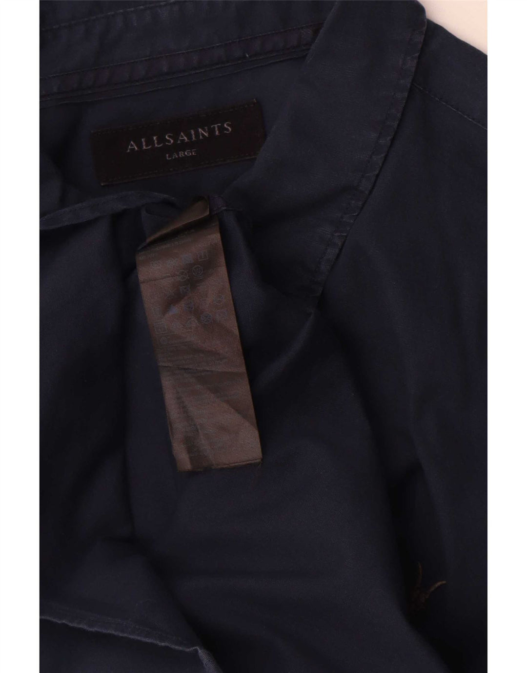 Camicia da uomo dalla vestibilità regolare di All Saints, grande, in cotone blu navy