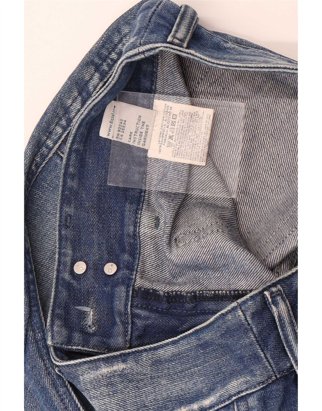 Jeans ritagliati effetto consumato da donna Diesel W26 L25 cotone blu