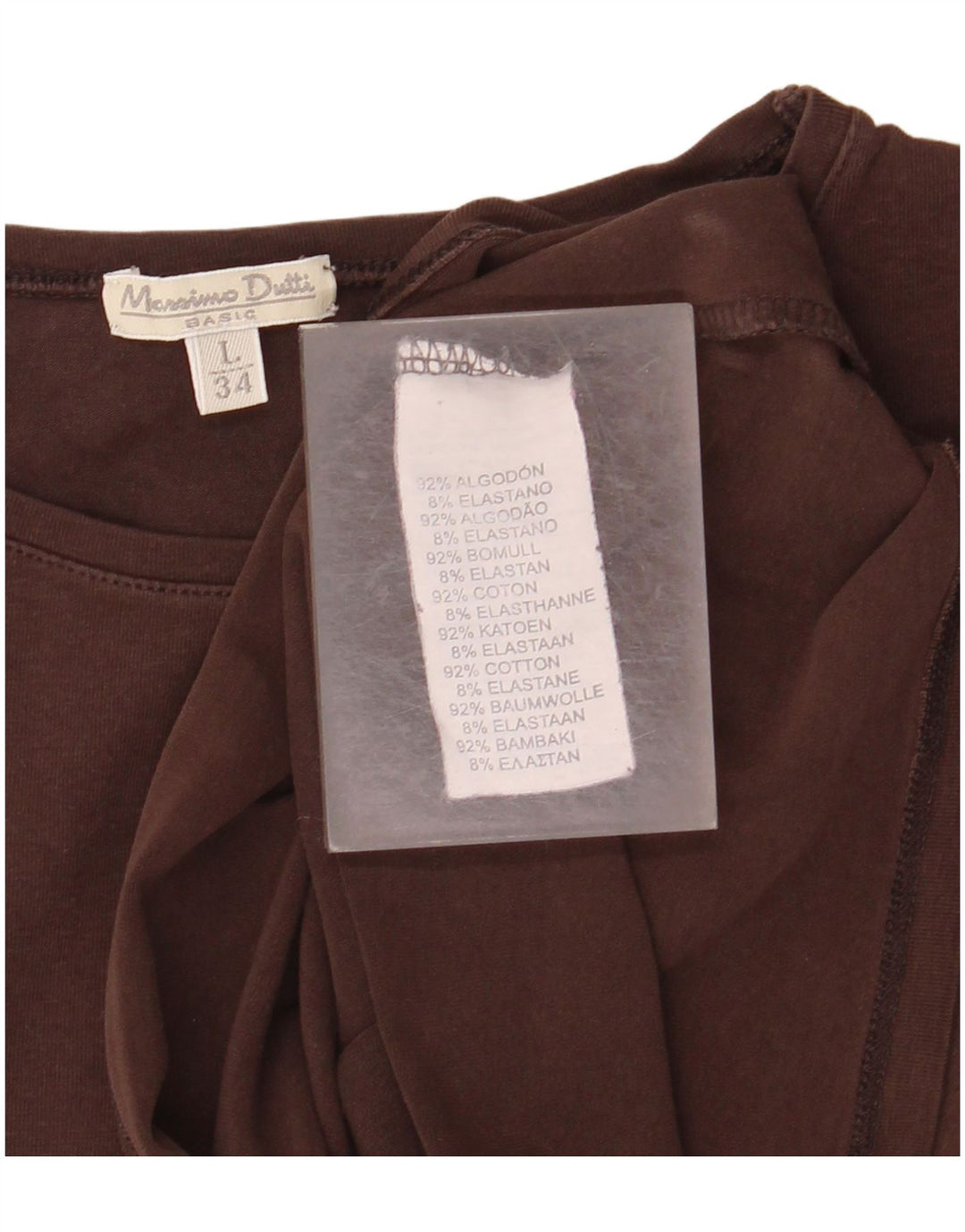 MASSIMO DUTTI T-shirt da donna Top UK 14 Large Marrone Cotone