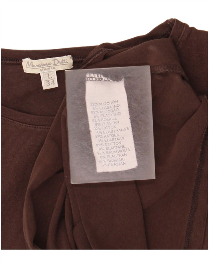 MASSIMO DUTTI T-shirt da donna Top UK 14 Large Marrone Cotone