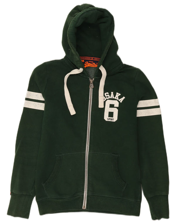 Maglione con cappuccio e zip grafica Superdry da donna Osaka UK 14 Cotone verde medio