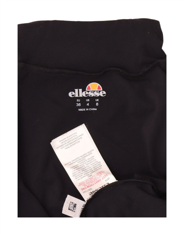 ELLESSE Womens Crop Graphic Top Long Sleeve UK 8 Small Navy Blue Polyamide Vintage Ellesse and Second-Hand Ellesse from Messina Hembry 