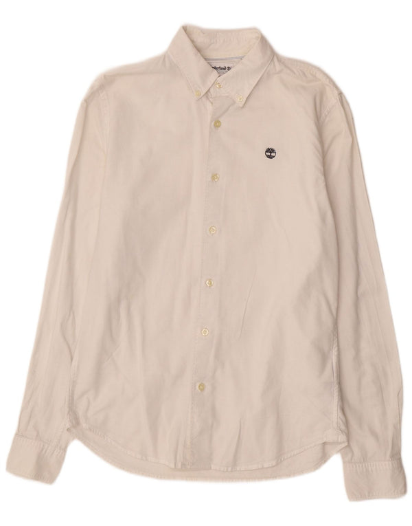 Camicia Timberland da uomo slim fit piccola in cotone bianco