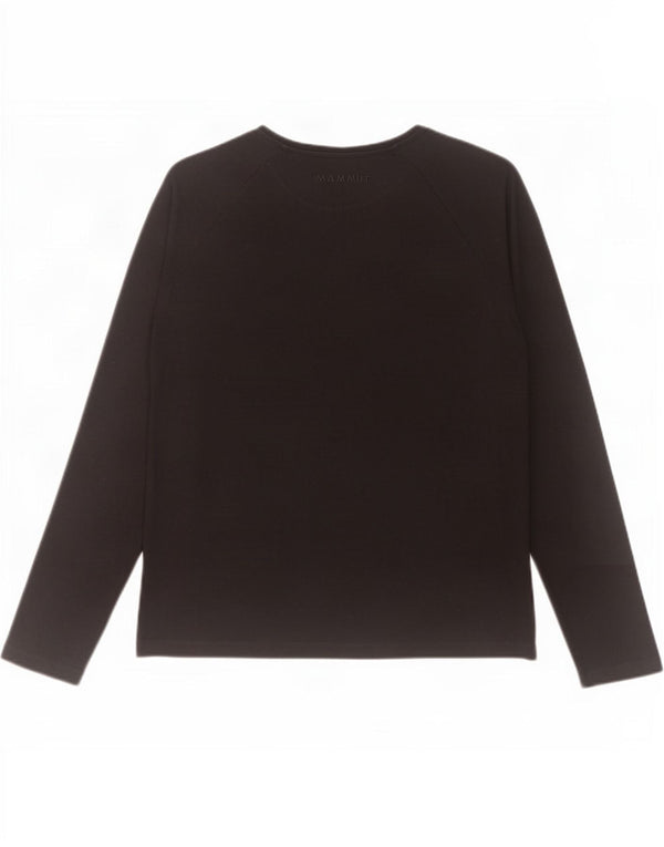 Maglia grafica da donna Mammut manica lunga UK 16 grande cotone nero
