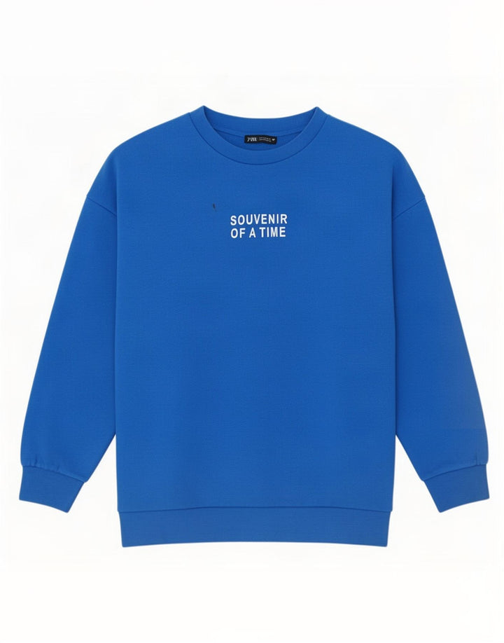 Felpa grafica da uomo Zara piccola in cotone blu