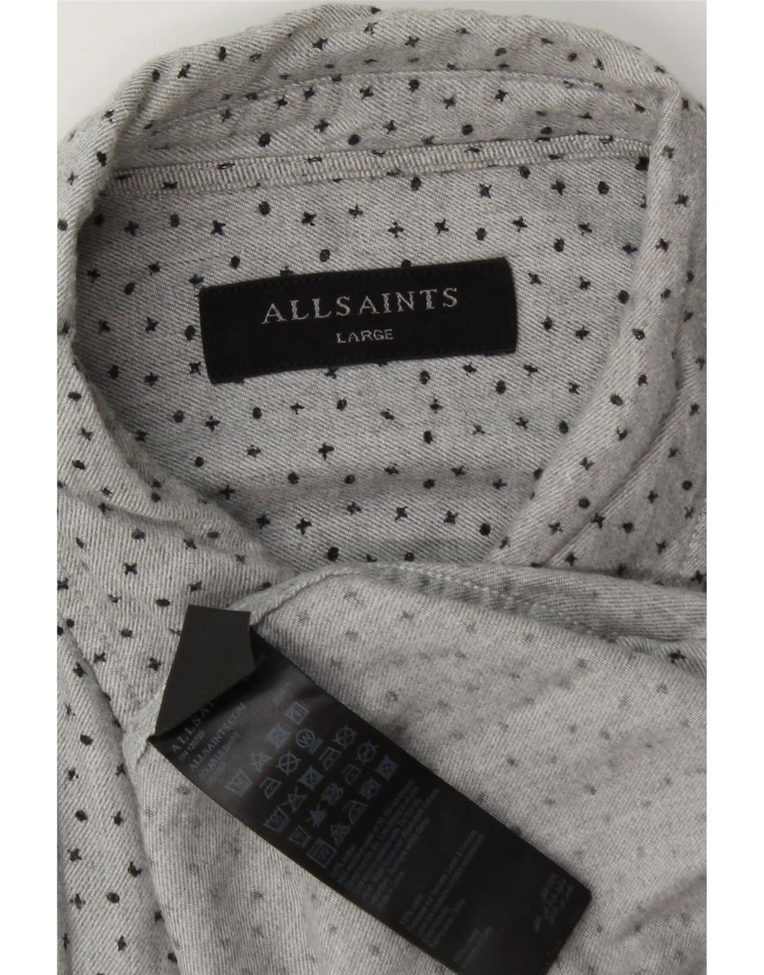 Camicia da uomo All Saints Large in cotone maculato grigio