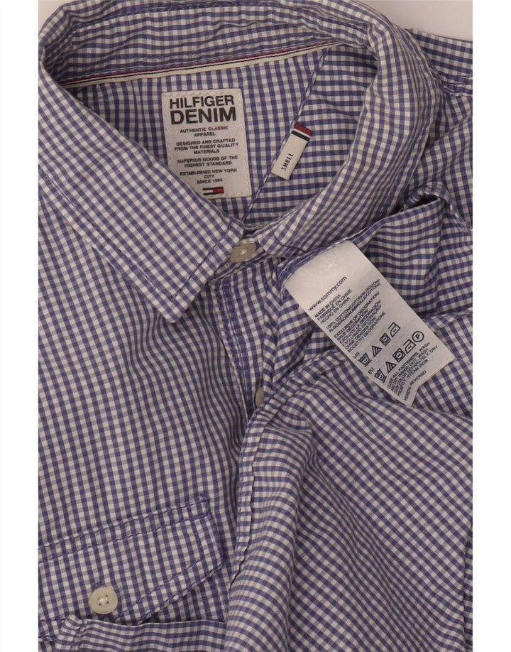 Camicia militare da uomo Tommy Hilfiger piccola in cotone a quadretti blu