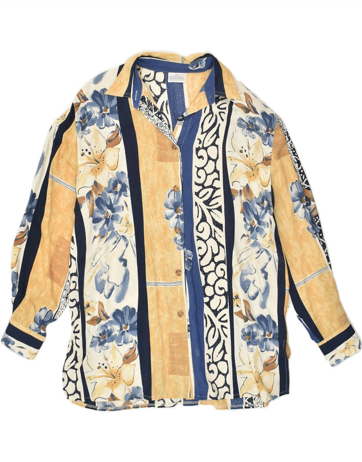 VERSE Womens Shirt Blouse EU 44 XL Beige Floral Viscose | Vintage Verse | Thrift | Second-Hand Verse | Used Clothing | Messina Hembry 