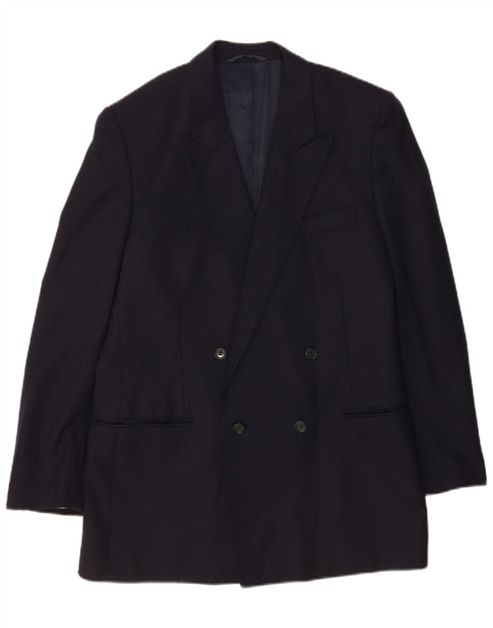 Giacca blazer doppiopetto vintage da uomo IT 50 grande blu navy