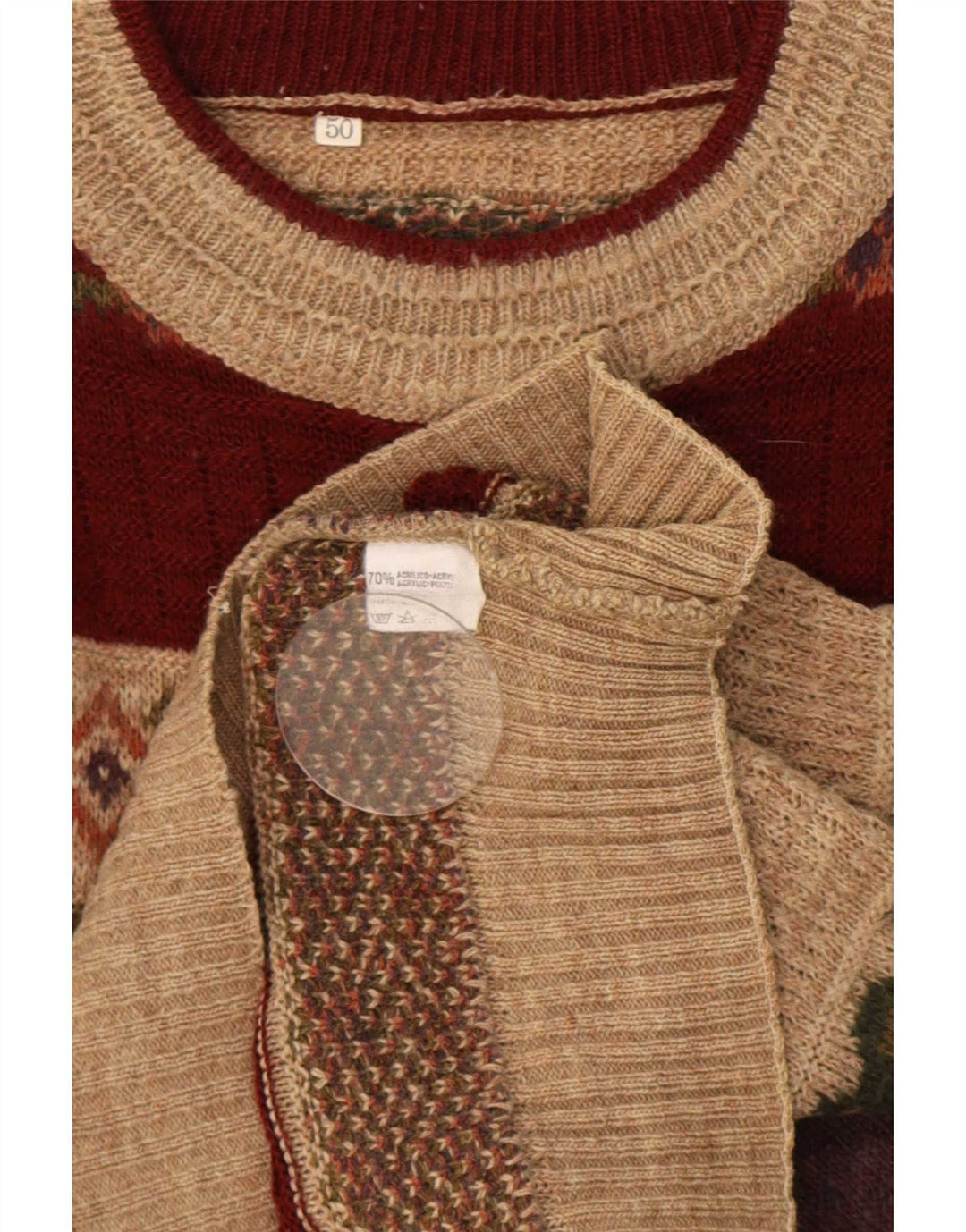 Maglione girocollo da uomo vintage IT 50 Fair Isle medio multicolore