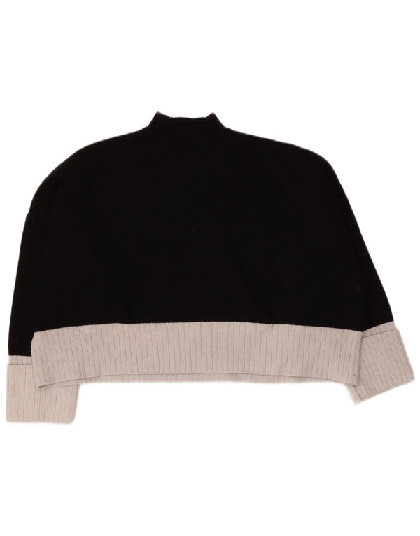 Maglione corto con collo alto da donna Zara UK 20 2XL Blocco colore nero
