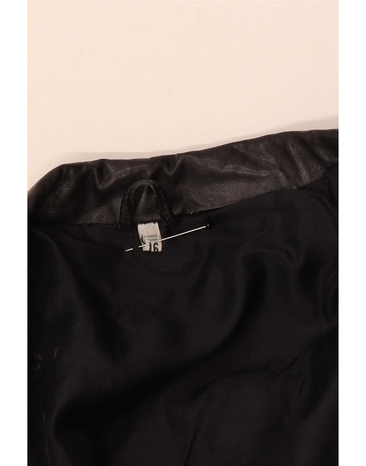 Giacca in pelle oversize da donna vintage UK 16 Large Nera