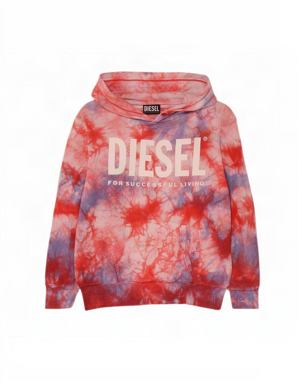 Maglione con cappuccio grafico per ragazze Diesel 11-12 anni in cotone tie-dye multicolore