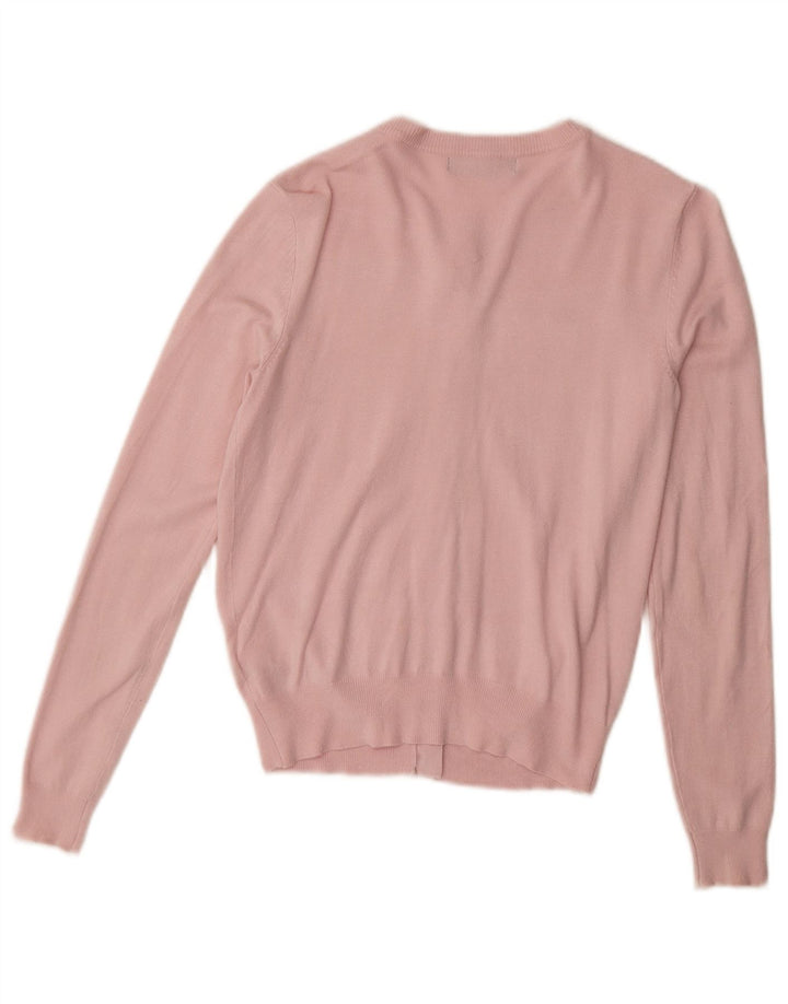 MARKS & SPENCER Maglione cardigan da donna UK 8 Small Rosa Viscosa