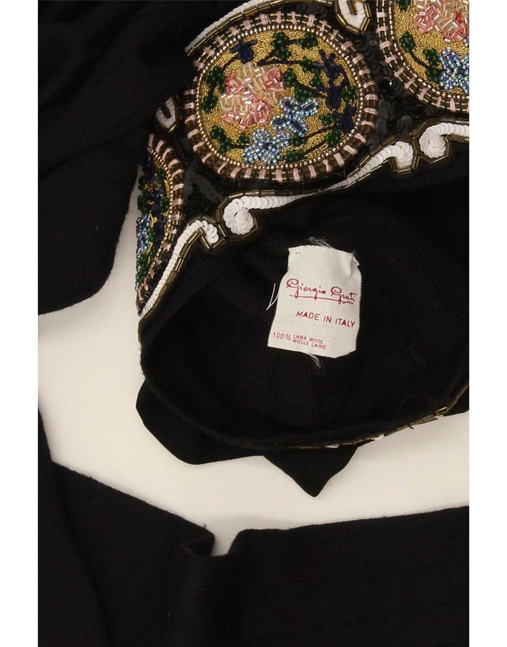 Giorgio Grati Maglione da donna con collo a bottoni Maglione UK 12 Medio Nero floreale
